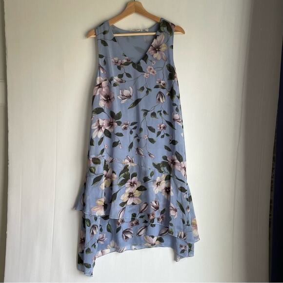 Soft Surroundings tiered sleeveless floral dress size med lilac purple flowers - Picture 3 of 10